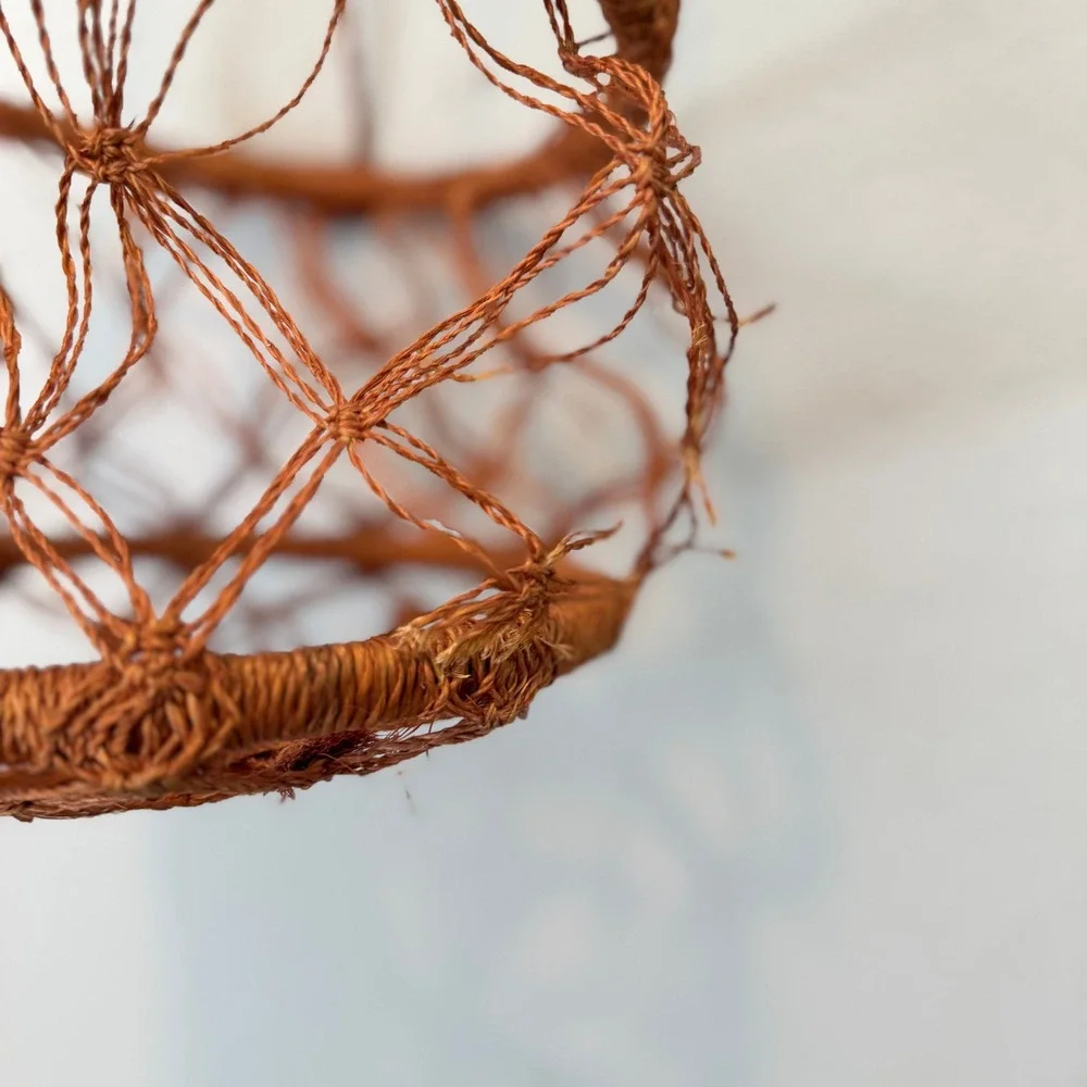 Vintage Hand Woven Terracotta Fiber Hanging Basket Macrame Plant Hanger Boho